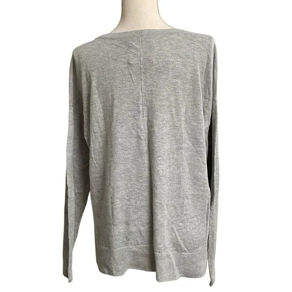 Lucky Brand Gray Cashmere Blend V-Neck Relaxed Sweater Medium - Picture 9 of 12